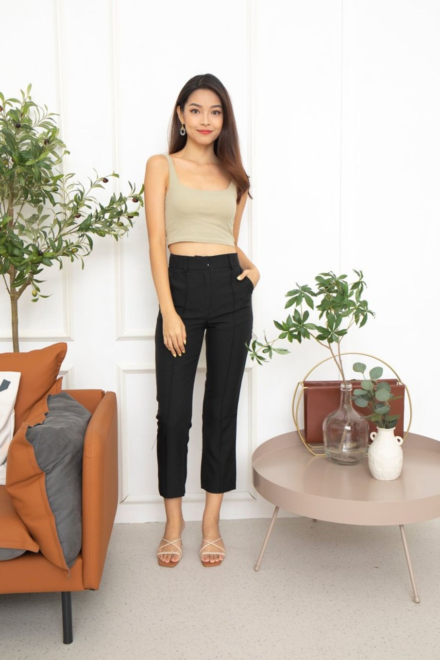 Bottoms VERITAJOY | Ronna Slim Pants In Black