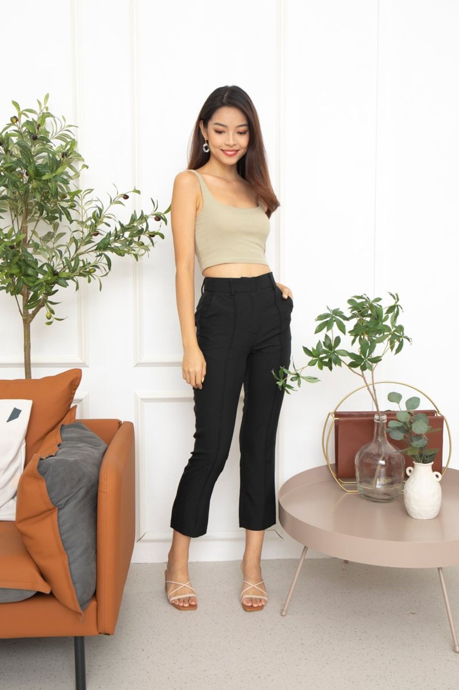 Bottoms VERITAJOY | Ronna Slim Pants In Black