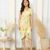 Dresses VERITAJOY | Nerissa Floral Belt Wrap Dress In Yellow