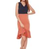 Dresses VERITAJOY | Cadyna Colorblock Fitted Mermaid Dress In Blue/Orange