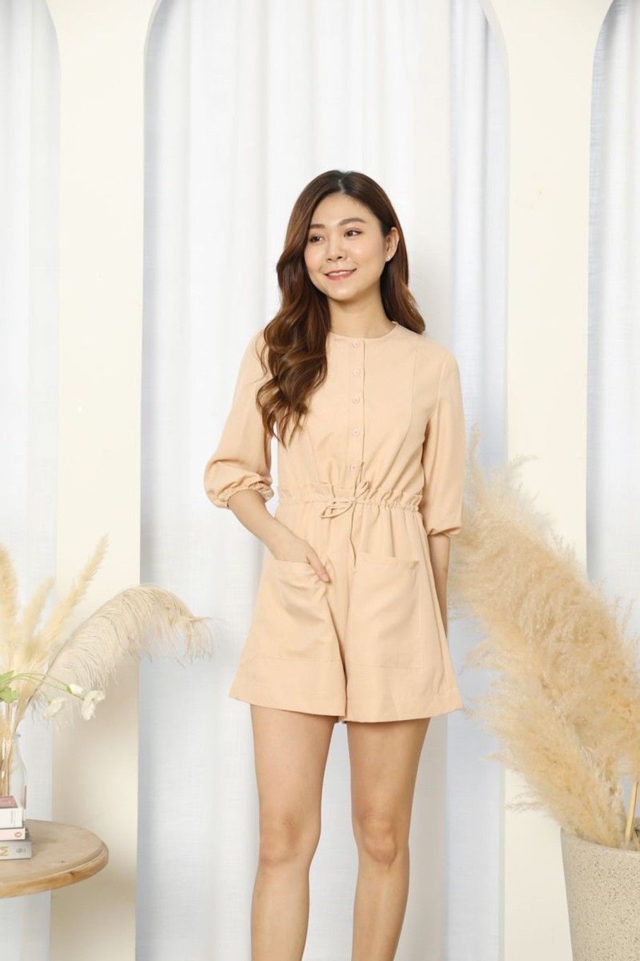 One-Piece VERITAJOY | Dionne Buttons Down Romper In Soft Cream