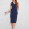 Dresses VERITAJOY | Trinity V-Neck Pencil Dress In Blue