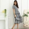 Dresses VERITAJOY | Zahara Checked Print Tier Dress In Black