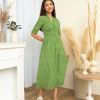 Dresses VERITAJOY | Cerise V-Neck Eyelet Dress In Green