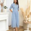 Dresses VERITAJOY | Cerise V-Neck Eyelet Dress In Blue