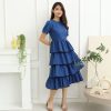 Dresses VERITAJOY | Zahara Checked Print Tier Dress In Blue