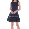 Dresses VERITAJOY | Sylvie Embroidery Skater Dress In Dark Blue