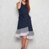 Dresses VERITAJOY | Hadley Tiered Colorblock Hem Dress In Navy Blue