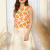 Tops VERITAJOY | Ryla Elastic Waist Florals Top In Orange