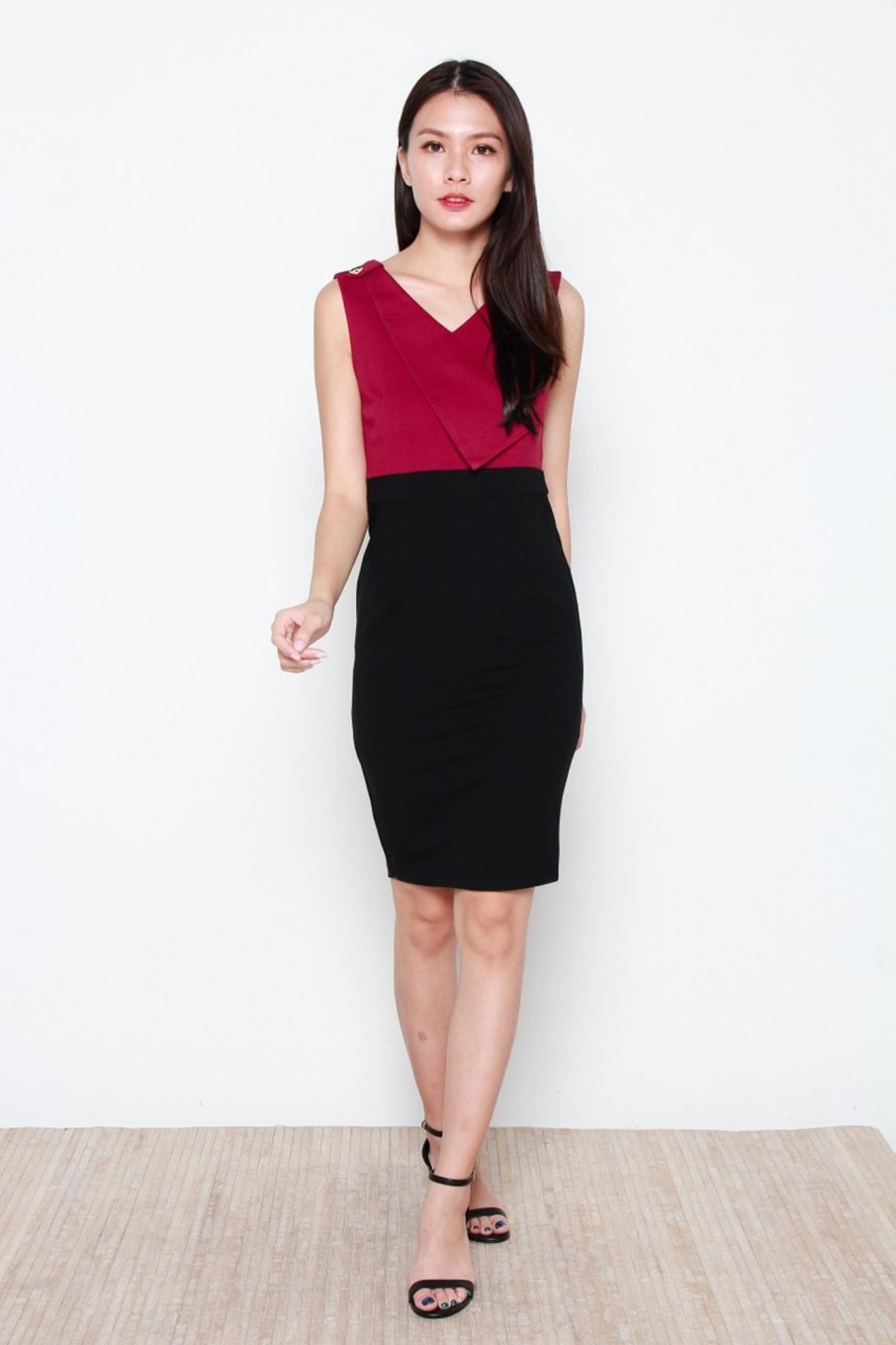 Dresses VERITAJOY | Nerille Contrast Dress In Black/Wine