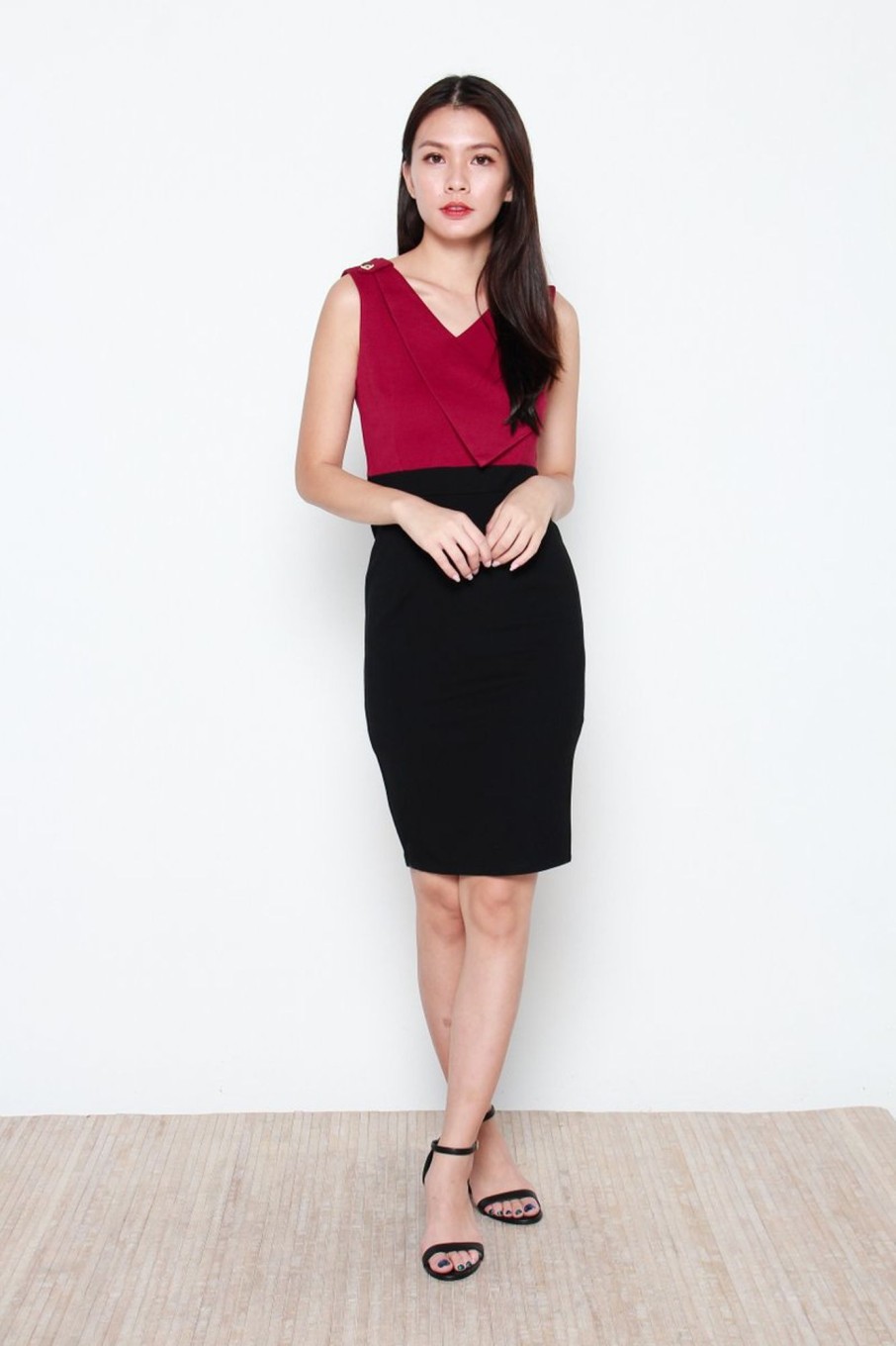 Dresses VERITAJOY | Nerille Contrast Dress In Black/Wine