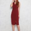 Dresses VERITAJOY | Trinity V-Neck Pencil Dress In Wine