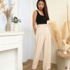 Bottoms VERITAJOY | Bastina High Waist Pants With Belt In Beige