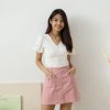 Bottoms VERITAJOY | Odella Gold Buttons Skort In Pink