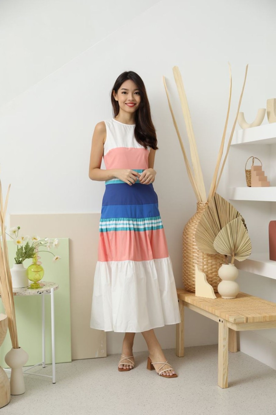 Dresses VERITAJOY | Suzette Multi Tone Maxi Dress In Pink