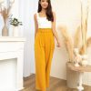 Bottoms VERITAJOY | Bastina High Waist Pants With Belt In Mustard