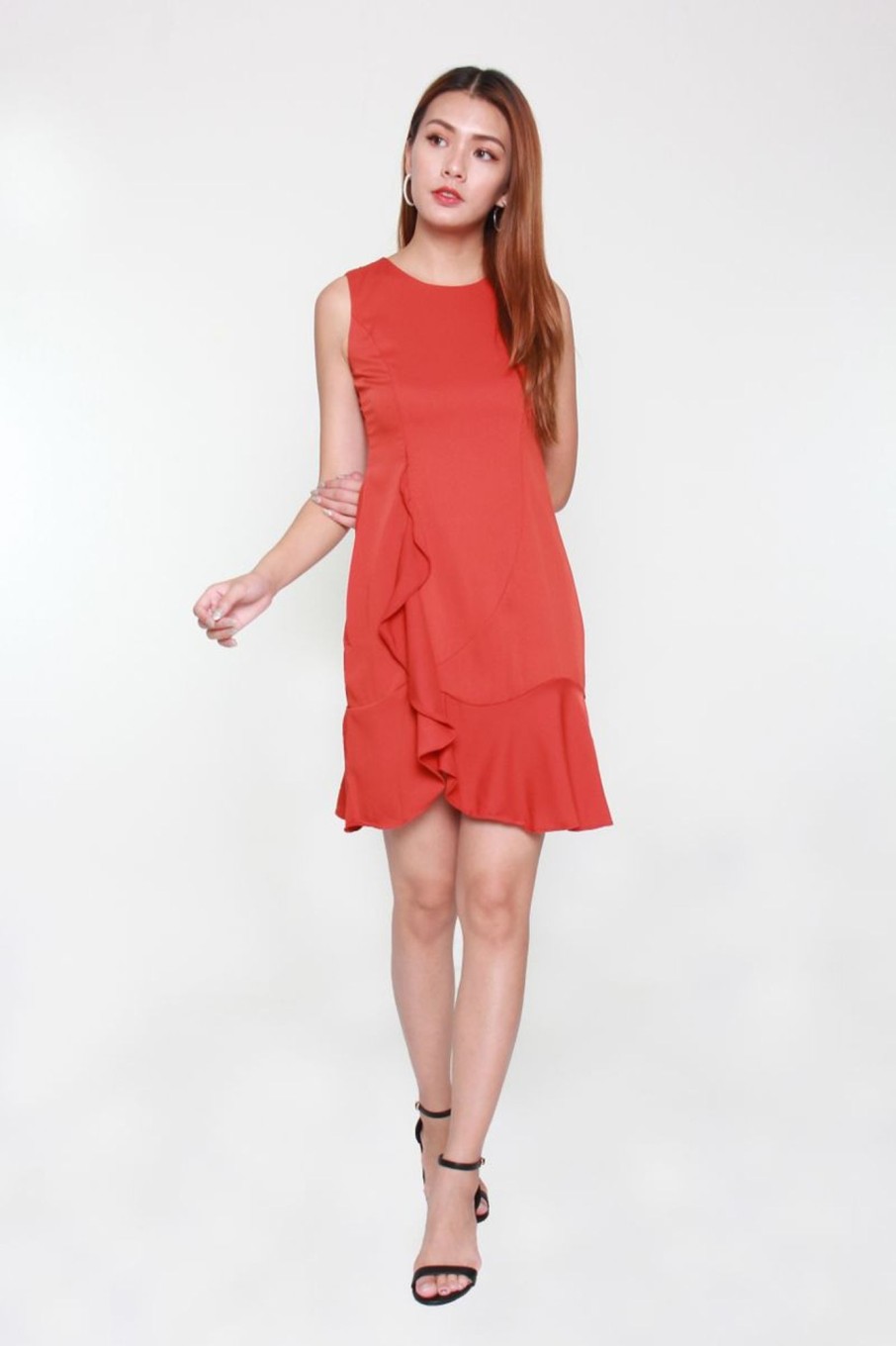 Dresses VERITAJOY | Kailyn Cascade Mini Dress In Scarlet